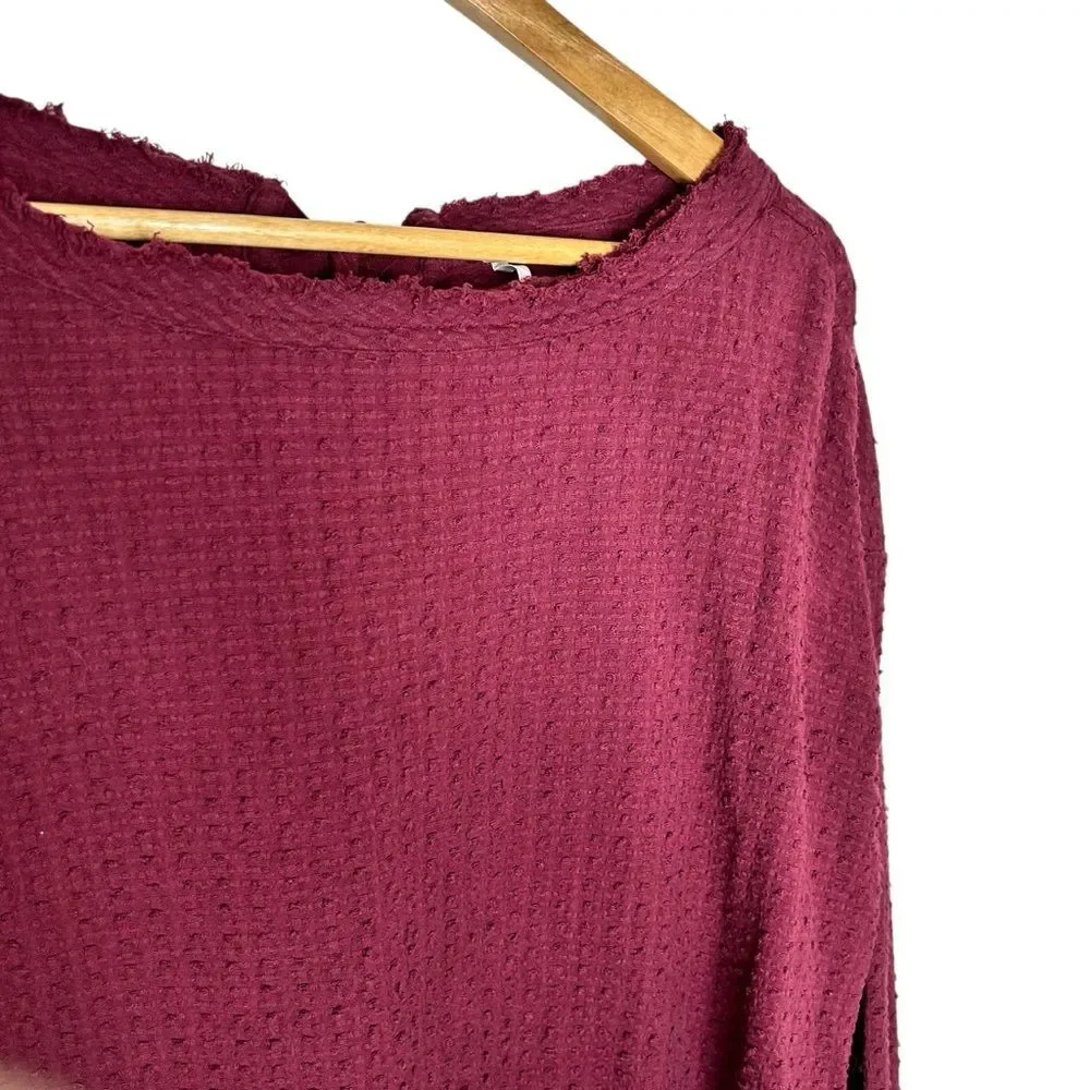 Free People Walking in Hueco Back Tie Burgundy Long Sleeve Top size xsmall